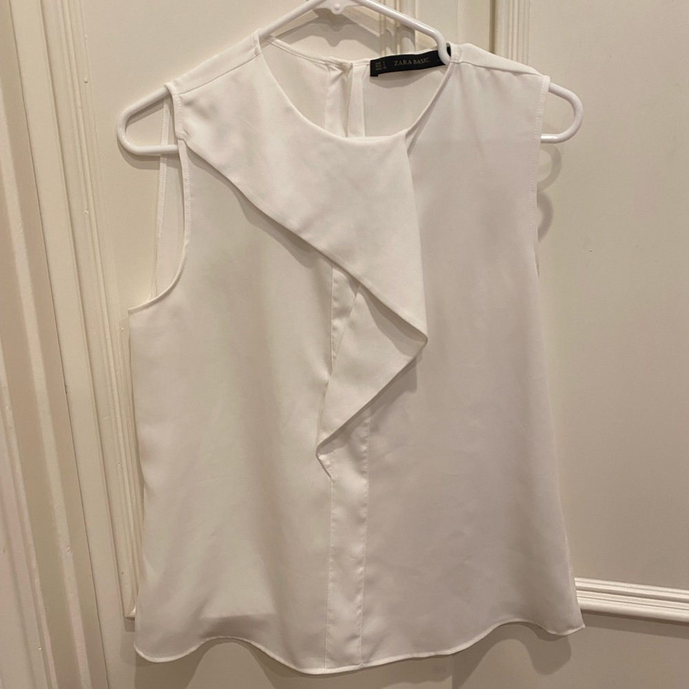 Zara White Top with Ruffle
